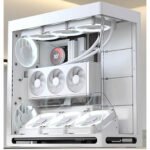 HAVN HS 420 VGPU Dual-Chamber Mid Tower ATX PC Case White | PCIe 5.0 Vertical GPU Kit, 11x 140mm Fan Slots & 2X 420mm Radiator Support, SimpliCable Cable Management, Tempered Glass, PWM Fan Hub