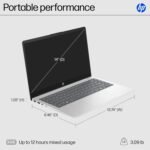 HP 14 inch Laptop, HD Touchscreen Display, AMD Ryzen 5 7520U, 8 GB RAM, 512 GB SSD, AMD Radeon Graphics, Windows 11 Home, Natural Silver Color - Image 6