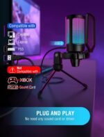 FIFINE Gaming USB Microphone for PC PS5, Condenser Mic with Quick Mute, RGB Indicator, Tripod Stand, Pop Filter, Shock Mount, Gain Control for Streaming - Image 4