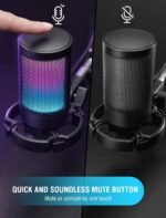 FIFINE Gaming USB Microphone for PC PS5, Condenser Mic with Quick Mute, RGB Indicator, Tripod Stand, Pop Filter, Shock Mount, Gain Control for Streaming - Image 7