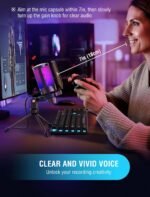 FIFINE Gaming USB Microphone for PC PS5, Condenser Mic with Quick Mute, RGB Indicator, Tripod Stand, Pop Filter, Shock Mount, Gain Control for Streaming - Image 3