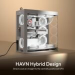 HAVN HS 420 Dual-Chamber Mid Tower PC Case ATX White | Hybrid Design, 11x 140mm Fan Slots & 3X 420mm Radiator Support, SimpliCable Cable Management, Tempered Glass, PWM Fan Hub - Image 3