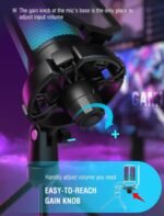 FIFINE Gaming USB Microphone for PC PS5, Condenser Mic with Quick Mute, RGB Indicator, Tripod Stand, Pop Filter, Shock Mount, Gain Control for Streaming - Image 6