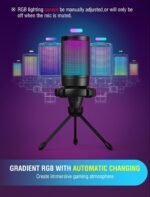 FIFINE Gaming USB Microphone for PC PS5, Condenser Mic with Quick Mute, RGB Indicator, Tripod Stand, Pop Filter, Shock Mount, Gain Control for Streaming - Image 5