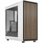 Fractal Design North Chalk White Tempered Glass Clear - Genuine Oak Wood Front - Glass Side Panel - Two 140mm Aspect PWM Fans Included - Type C USB - ATX Airflow Mid Tower PC Gaming Case