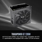 Thermaltake Toughpower GT 1200W; ATX 3.1; x2 Native PCIe 5.1 12V-2x6; Full Modular; Flat Cables; Color Matched Connectors; Japanese Main Capacitors; 80 Plus Gold; 140mm; Black; - Image 7
