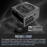 Thermaltake Toughpower GT 1200W; ATX 3.1; x2 Native PCIe 5.1 12V-2x6; Full Modular; Flat Cables; Color Matched Connectors; Japanese Main Capacitors; 80 Plus Gold; 140mm; Black; - Image 3