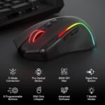 Redragon M612 PRO RGB Gaming Mouse, 8000 DPI Wired/Wireless Optical Mouse with 9 Programmable Buttons & 7 Backlit Modes, BT & 2.4G Wireless, Software Supports DIY Keybinds Rapid Fire Button - Image 6