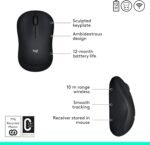 Logitech M185 Wireless Mouse, 2.4GHz with USB Mini Receiver, 12-Month Battery Life, 1000 DPI Optical Tracking, Ambidextrous, Compatible with PC, Mac, Laptop - Black - Image 3
