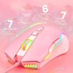 RGB Gaming Mouse Wired, USB Optical Computer Mice with RGB Backlit, 6 Adjustable DPI Up to 6400, Ergonomic Gamer Laptop PC Mouse with 7 Programmable Buttons for Windows Vista Linux (Pink) - Image 5