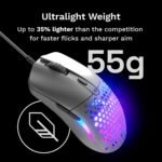GLORIOUS Model O Eternal Ultralight RGB Gaming Mouse - Wired - 55g Lightweight - Customizable RGB Lighting - 6 Programmable Buttons - Symmetrical Design - 12K DPI Optical Sensor - PC/Mac - White - Image 5
