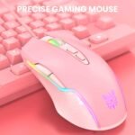 RGB Gaming Mouse Wired, USB Optical Computer Mice with RGB Backlit, 6 Adjustable DPI Up to 6400, Ergonomic Gamer Laptop PC Mouse with 7 Programmable Buttons for Windows Vista Linux (Pink) - Image 2