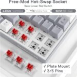 Redragon K628 Pollux 75% Wired RGB Gaming Keyboard, 78 Keys Compact Mechanical Keyboard w/100% Hot-Swap Socket, Free-Mod Plate Mounted PCB & Dedicated Arrow Keys, Quiet Red Switch - Image 2