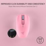 Razer Orochi V2 Mobile Wireless Gaming Mouse: Ultra Lightweight - 2 Wireless Modes - Up to 950 Hr Battery Life - Mechanical Mouse Switches - 5G Advanced 18K DPI Optical Sensor - Quartz Pink - Image 3