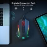 Redragon M612 PRO RGB Gaming Mouse, 8000 DPI Wired/Wireless Optical Mouse with 9 Programmable Buttons & 7 Backlit Modes, BT & 2.4G Wireless, Software Supports DIY Keybinds Rapid Fire Button - Image 5